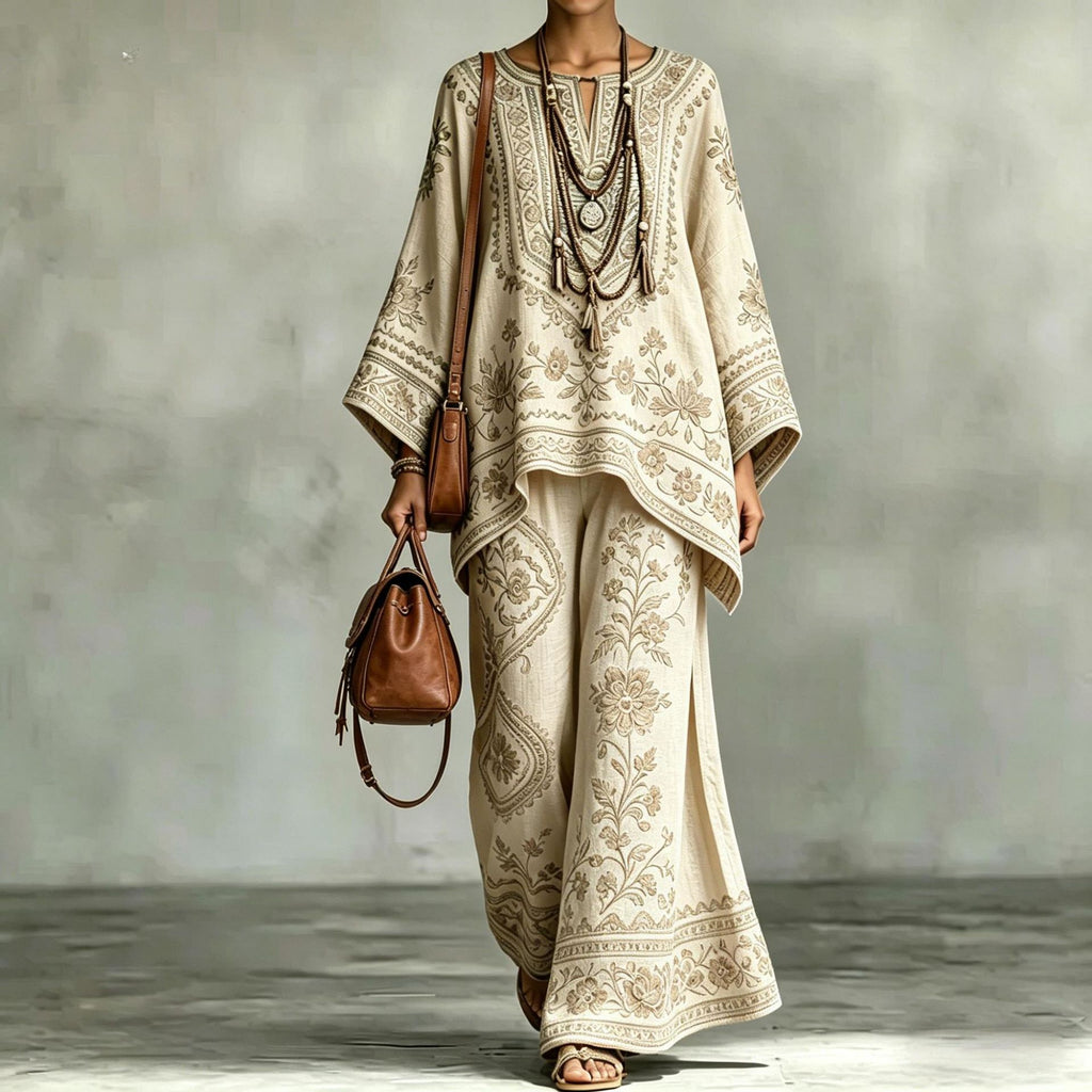 Women's Fashionable Loose-Fit Printed Long-Sleeve Set