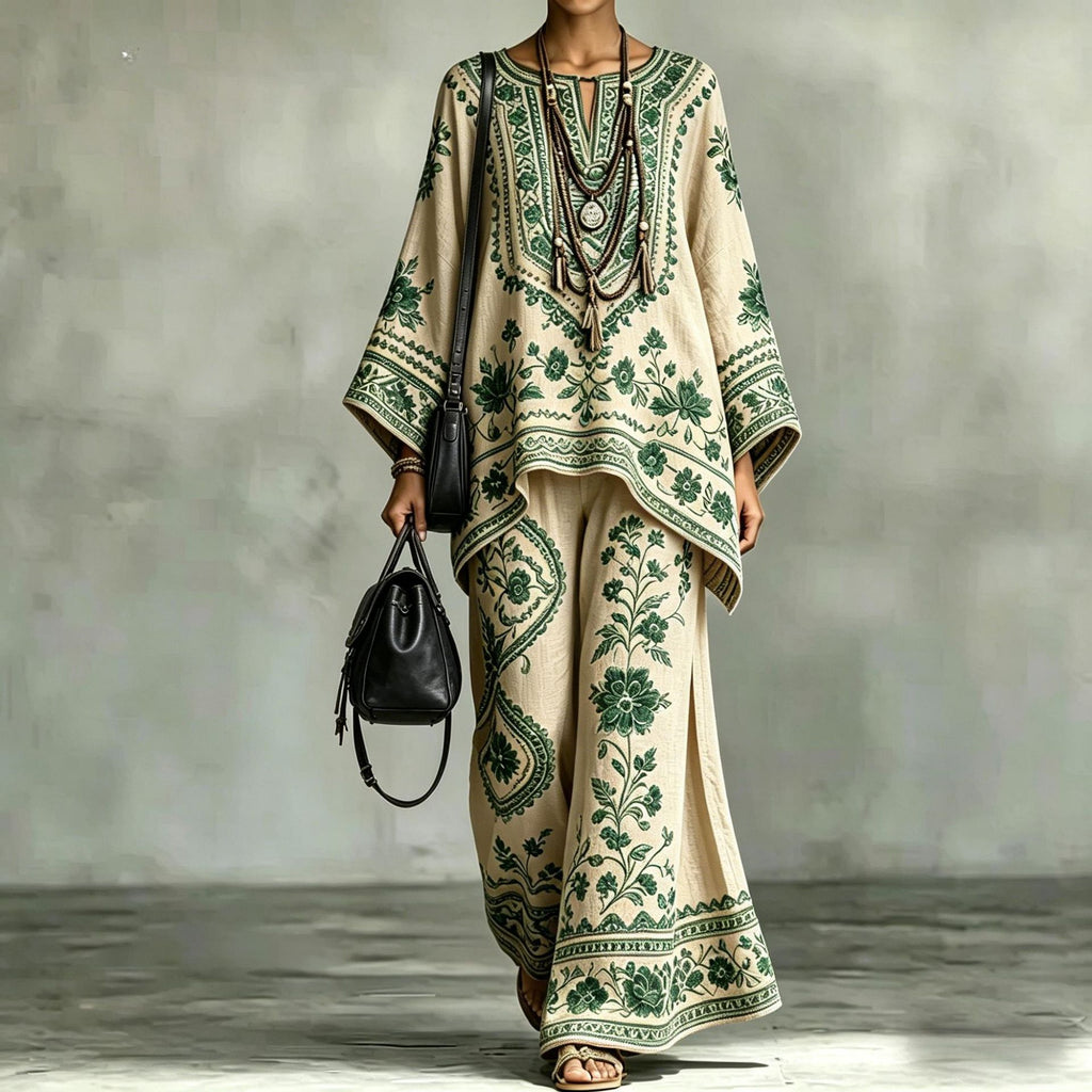 Women's Fashionable Loose-Fit Printed Long-Sleeve Set