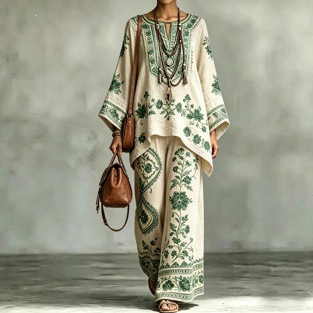 Women's Fashionable Loose-Fit Printed Long-Sleeve Set