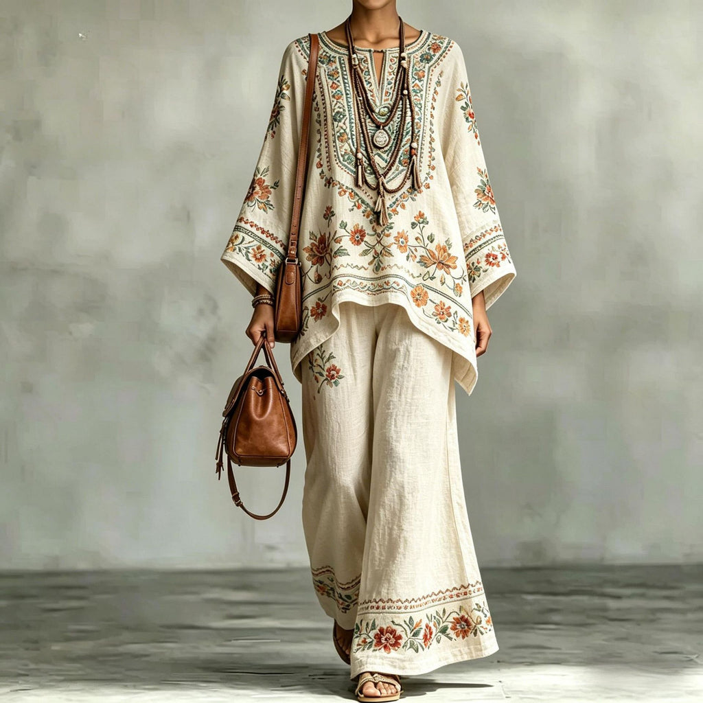 Women's Fashionable Loose-Fit Printed Long-Sleeve Set