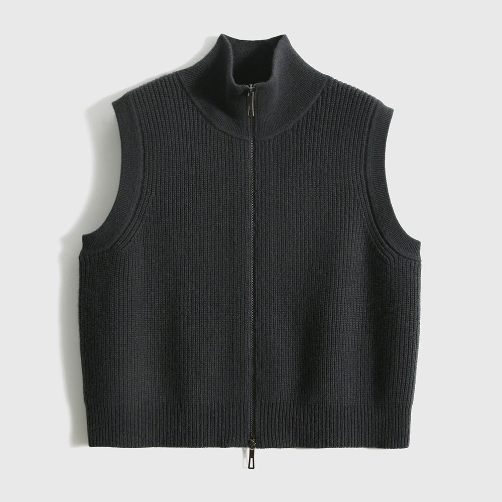 Women's Wool Loose-Knit Cardigan Vest