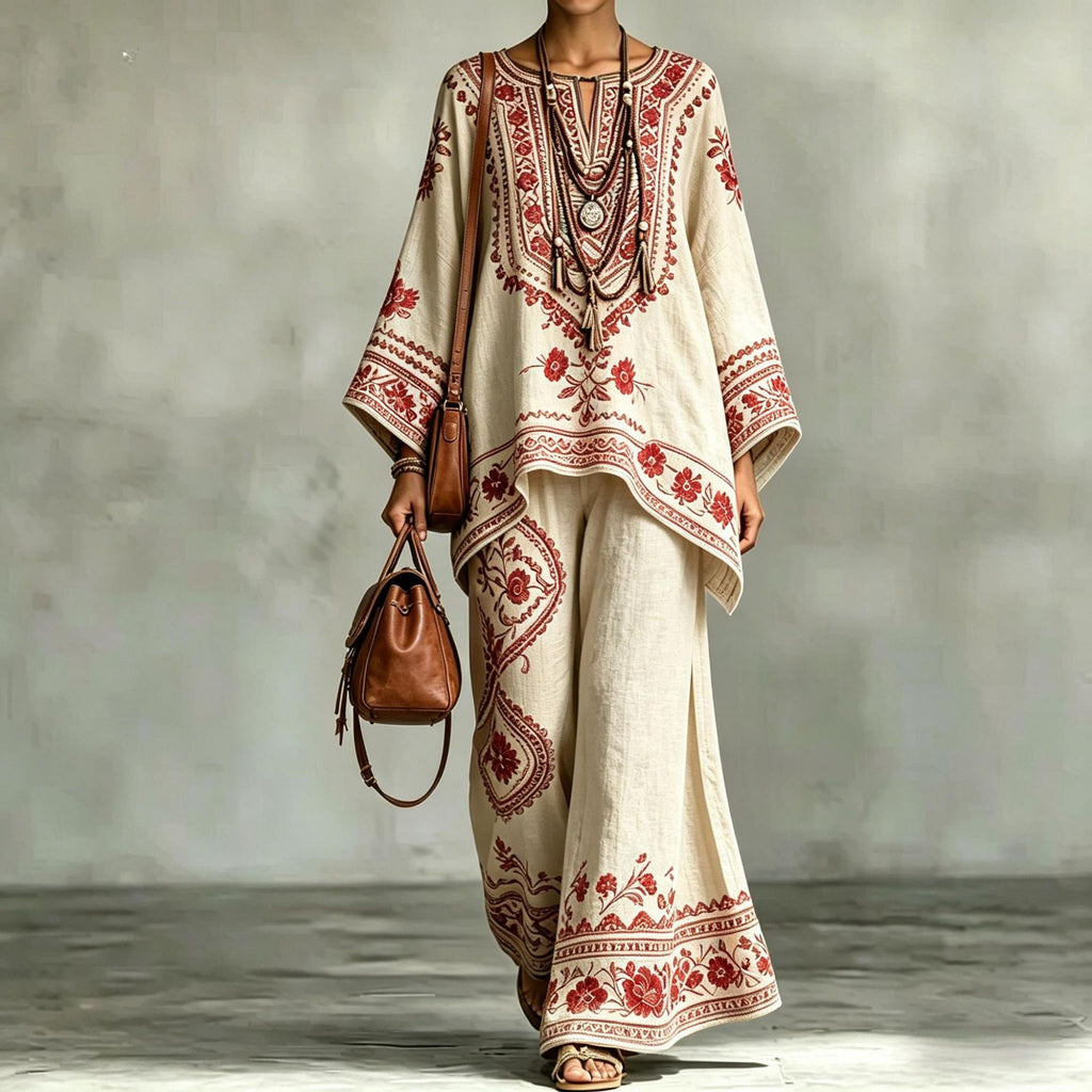 Women's Fashionable Loose-Fit Printed Long-Sleeve Set