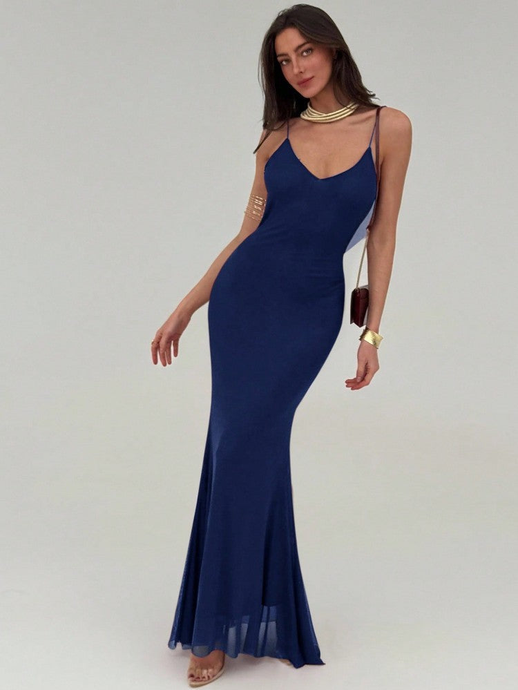 Womens Slim-fit Mermaid Long Dress With Thin Straps