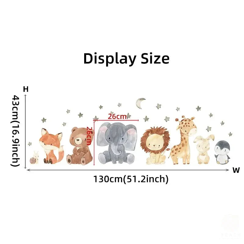 Cute Bear & Fox Africa Animal Wall Stickers | Nursery & Kids Room Home Decor