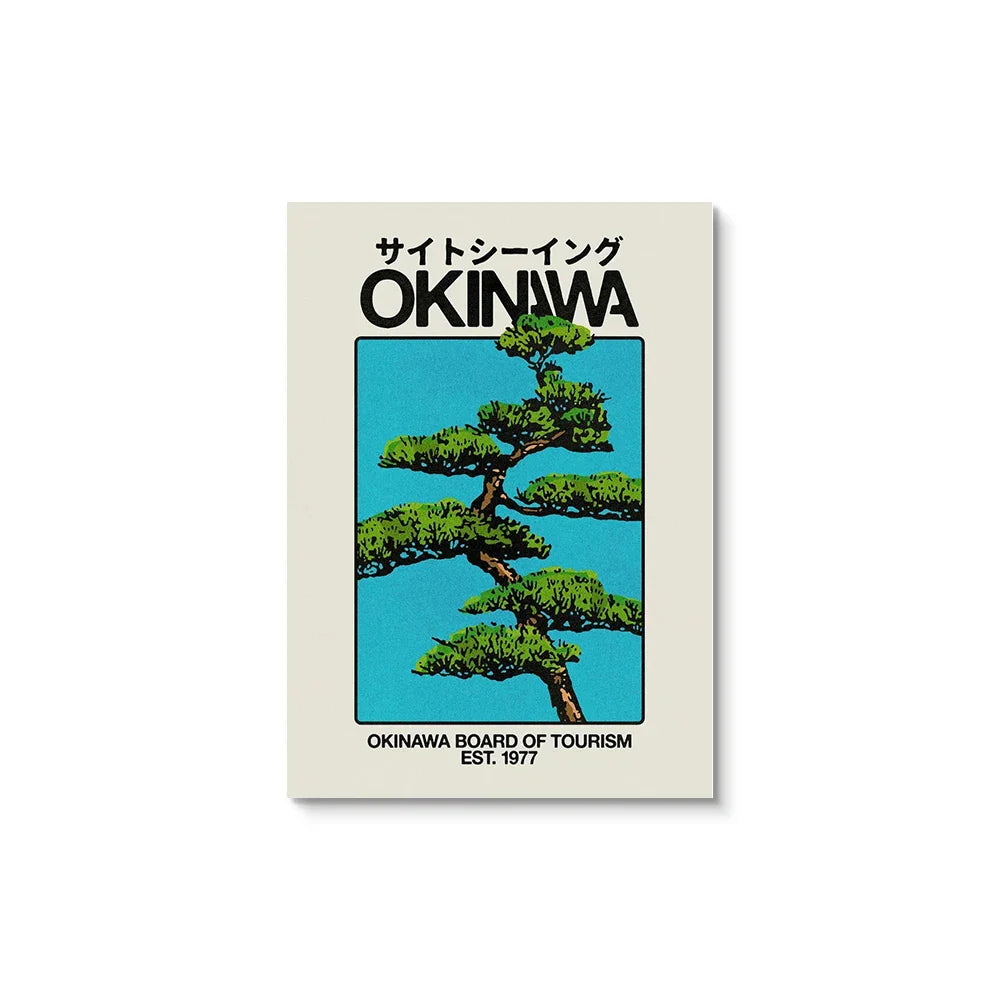 Japan Okinawa Travel Green Willow Tree Canvas Poster Abstract Open Your Mind Wall Art Prints for Modern Living Room Home Decor
