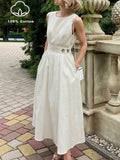 French-style Elegant Casual Minimalist Sleeveless Crew-neck Dress