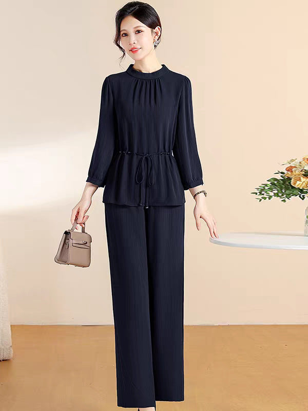 Spring Summer Top And Cropped Pants Age-reducing Two-piece Set