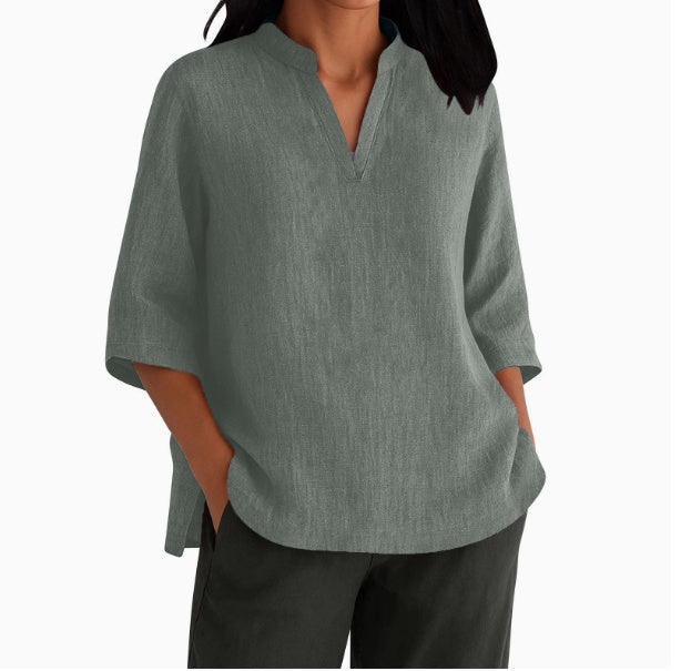 Women's Linen-Cotton Short-Sleeve T-Shirts