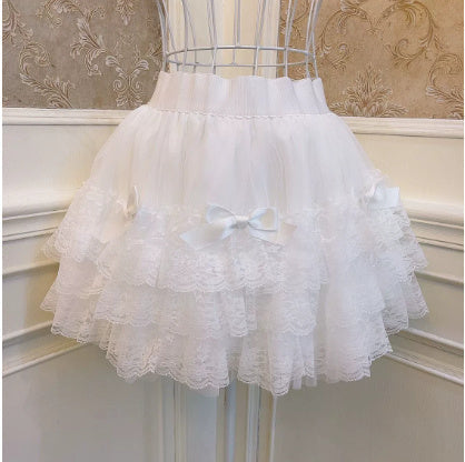 Princess Bowknot Lace All-Match Base Skirt