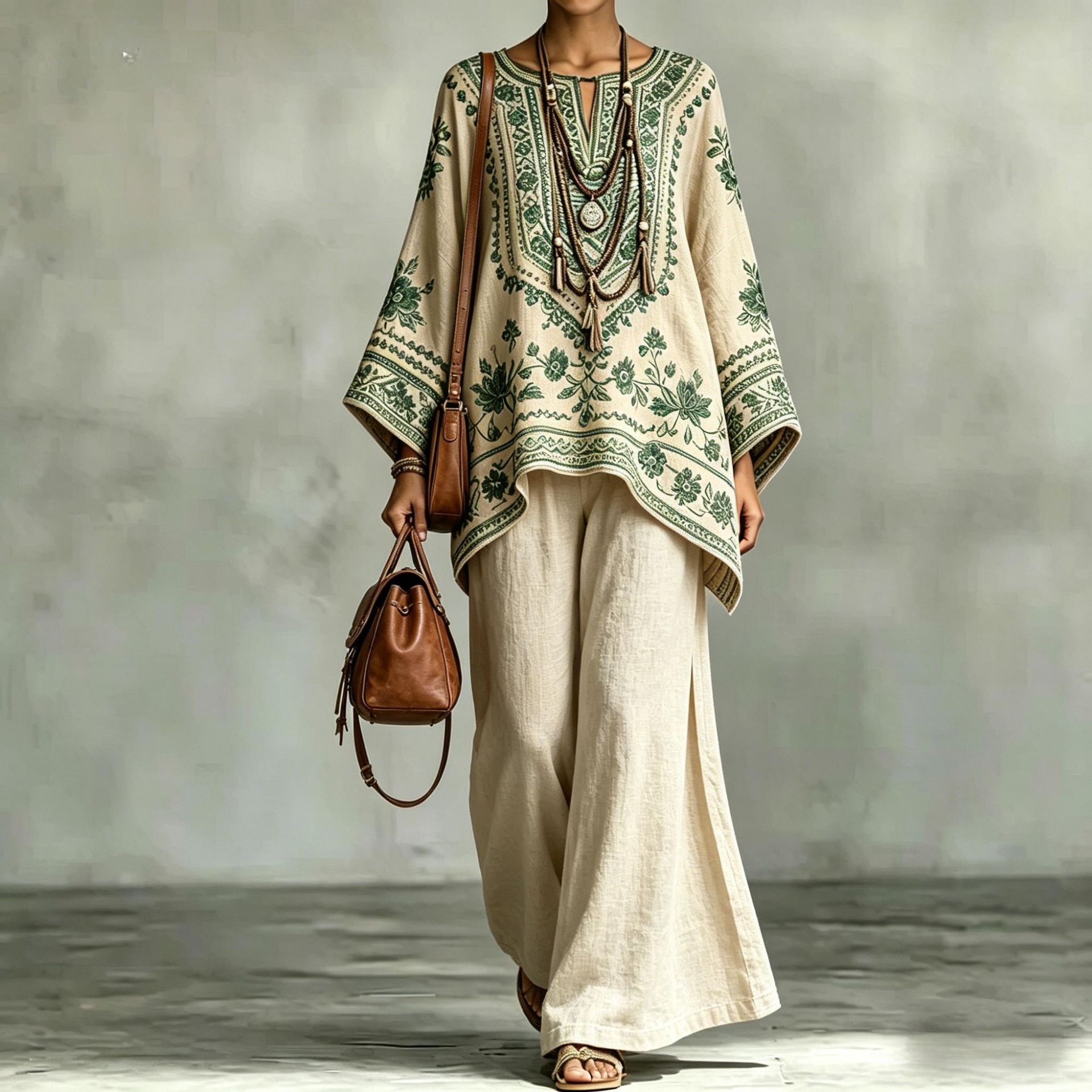Women's Fashionable Loose-Fit Printed Long-Sleeve Set