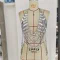 Silver Large Diamond Chest Chain Suspender Sexy Metal Chain Vest Party Chest Chain