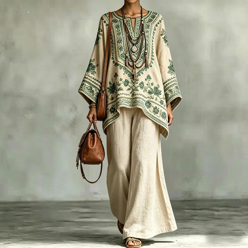 Women's Fashionable Loose-Fit Printed Long-Sleeve Set