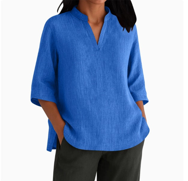 Women's Linen-Cotton Short-Sleeve T-Shirts