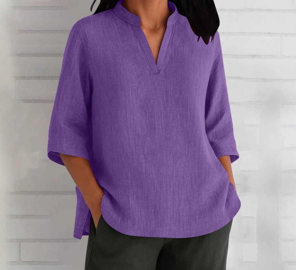 Women's Linen-Cotton Short-Sleeve T-Shirts